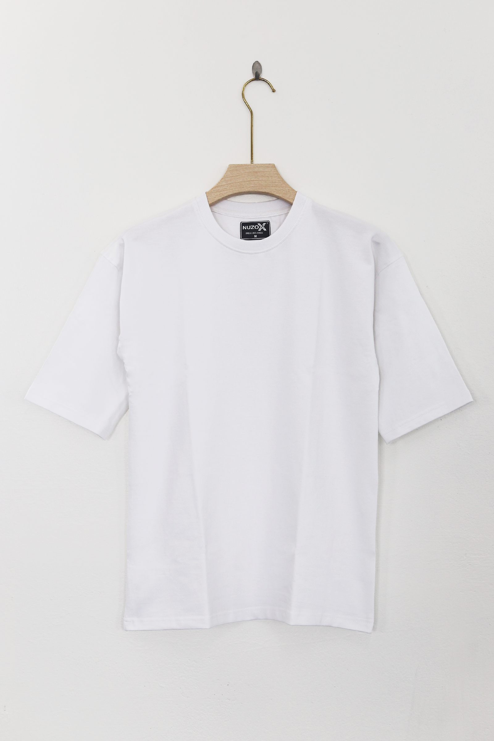 Cotton  Highsleeve Plain T-Shirt(white)